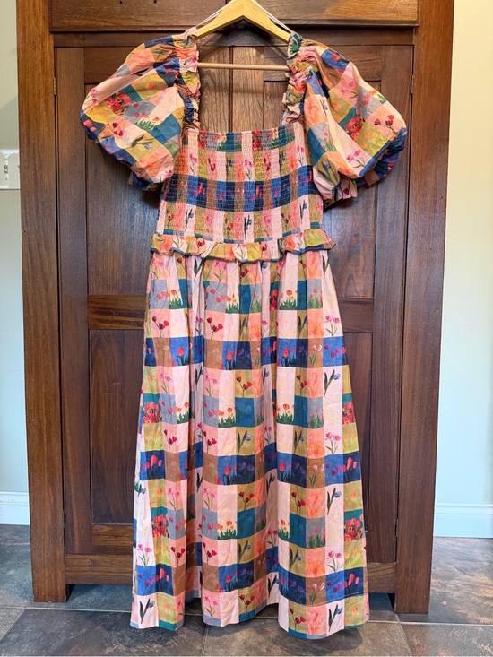 AUREUM Dresses & Skirts - AUREUM Pink Blue Floral Patchwork Maxi Dress
